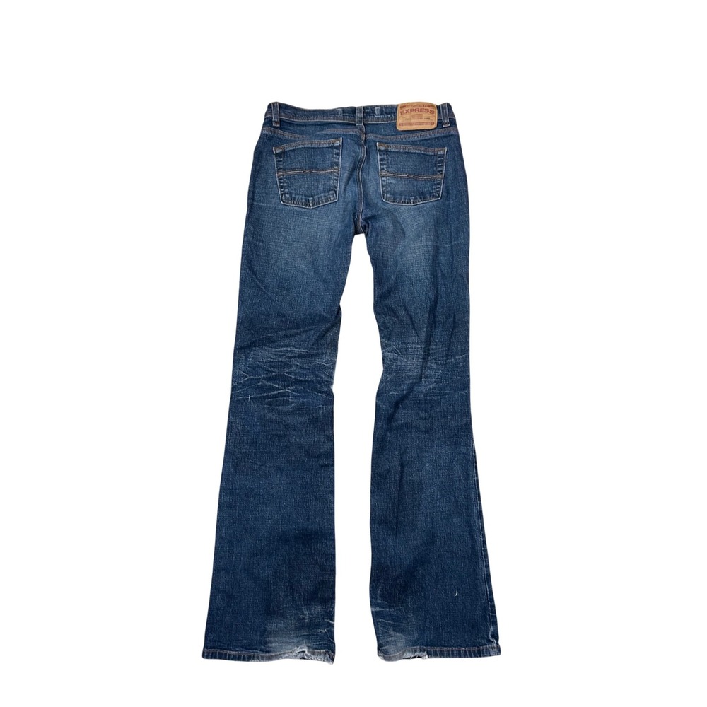 Y2K Flare Express Women's Size 6R Blue Bootcut Jeans Flare Leg‎ Distressed Denim